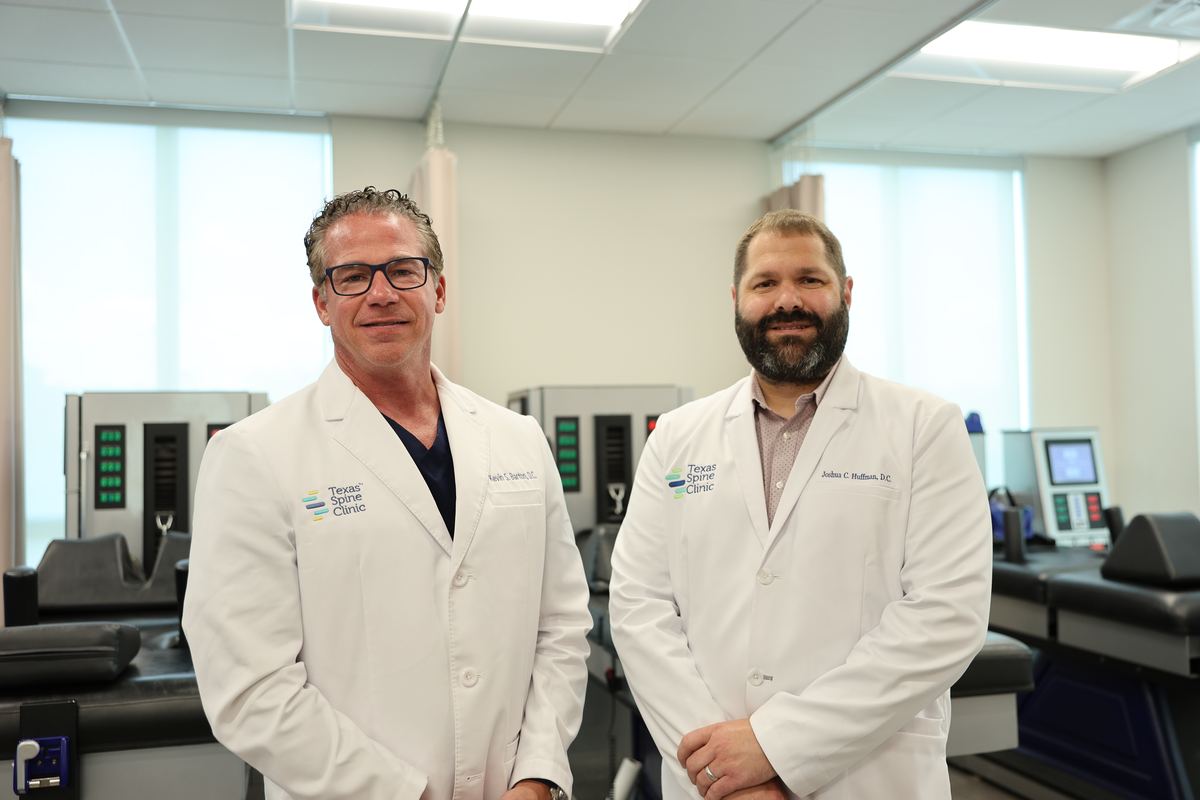 Kevin S. Barton, D.C., and Joshua C. Huffman, D.C., at Texas Spine Clinic.