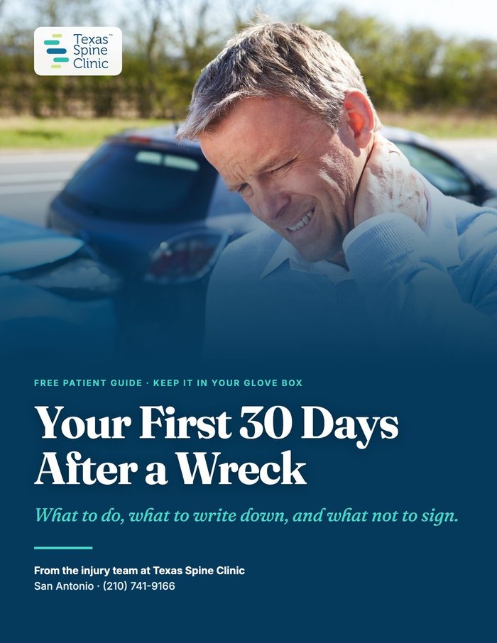 Cover of Your First 30 Days After a Wreck, from Texas Spine Clinic.
