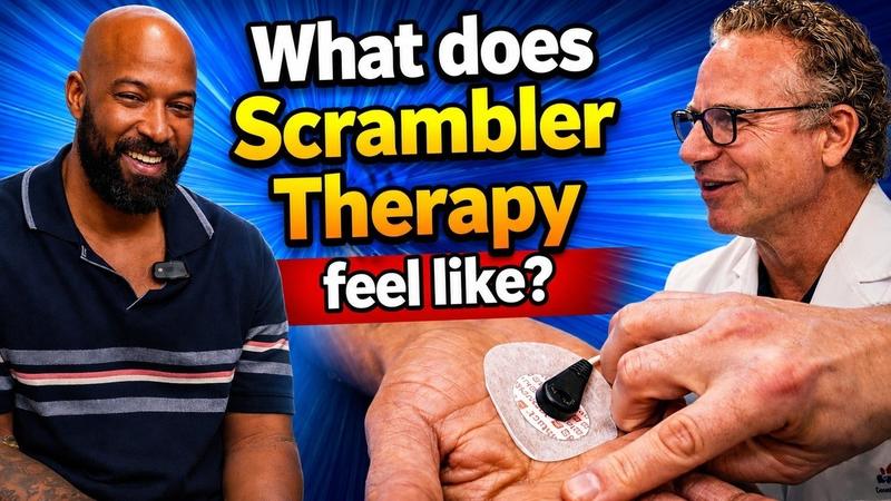 Video: What does scrambler therapy feel like? Dr. Barton placing an electrode on a patient's hand.